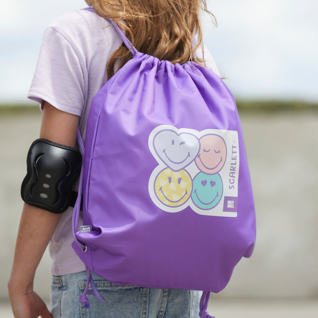 Smiley World Drawstring Bag Purple