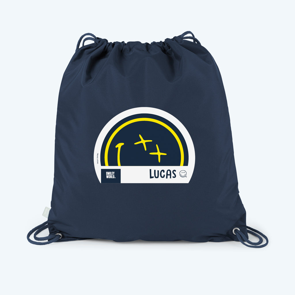 Smiley World Navy Drawstring Bag