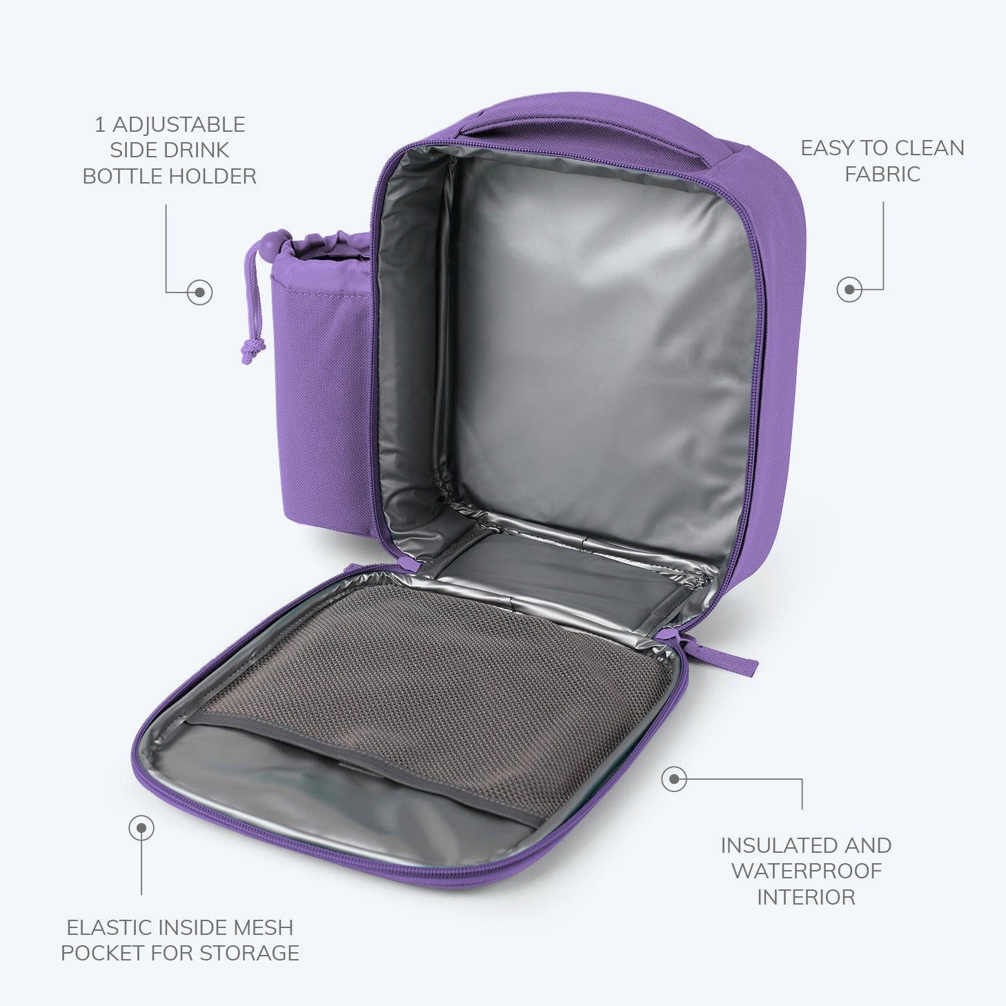 Lunch bag with side bottle holder online